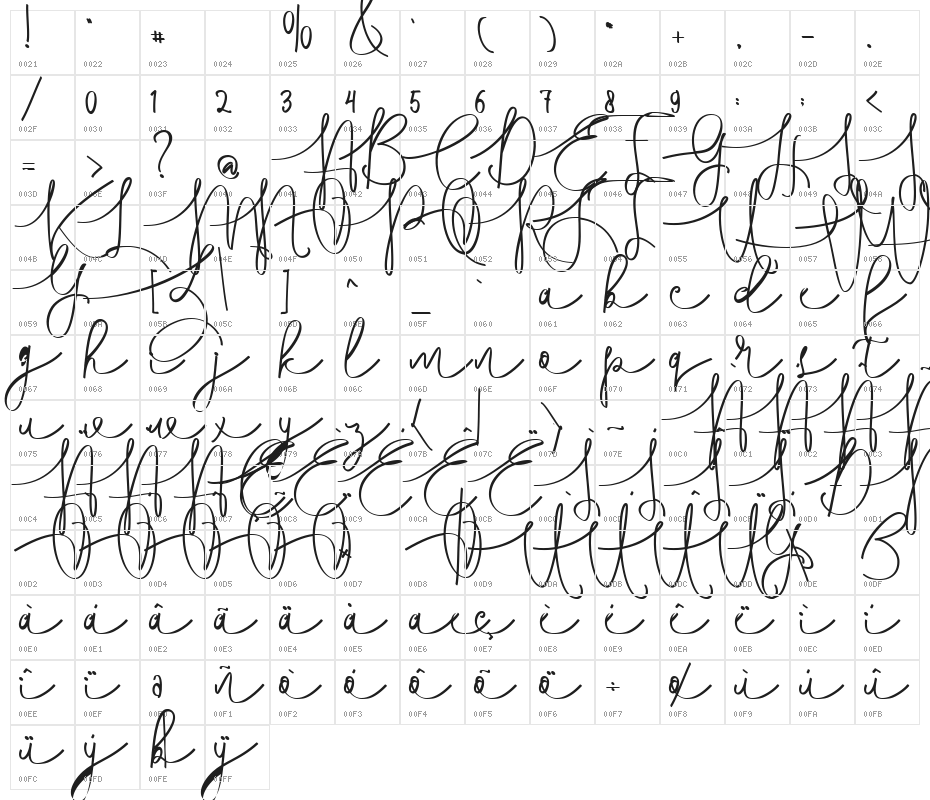 Hasnita Character Map