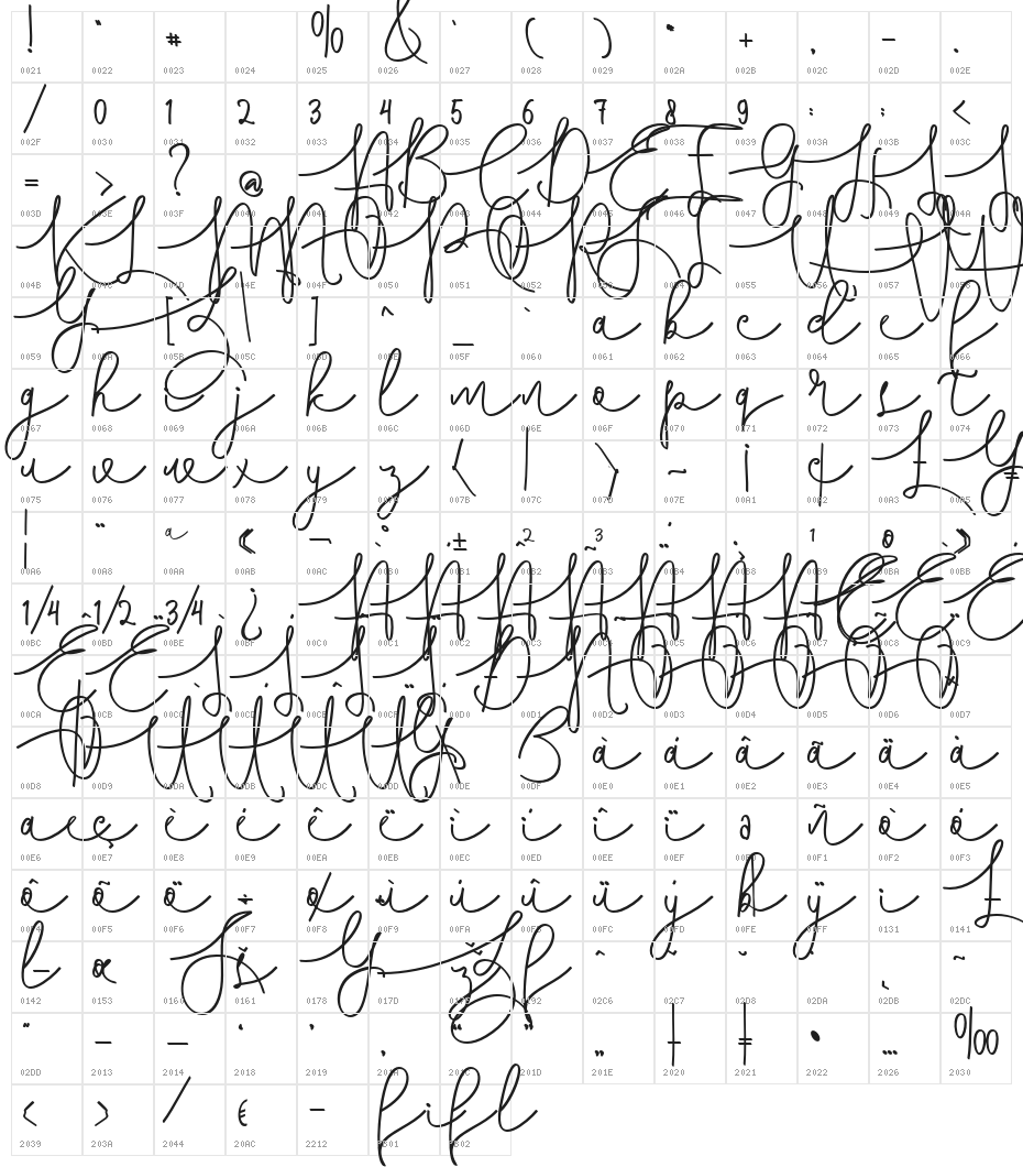 Hasnita Character Map