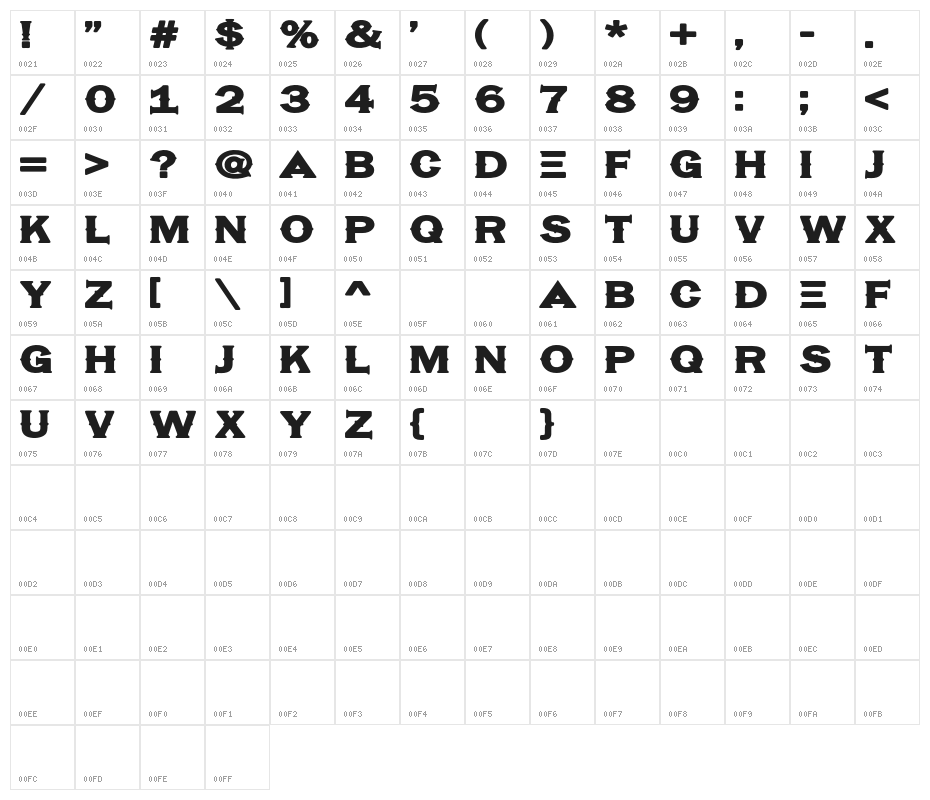 Hassified Character Map