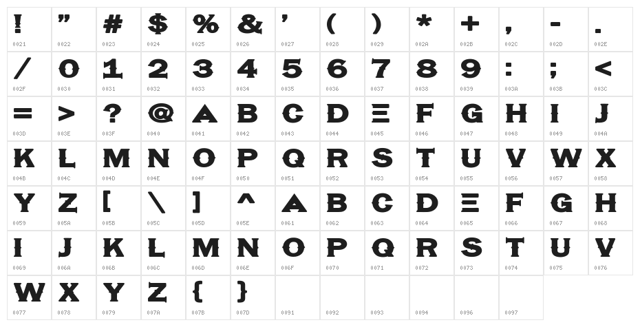 Hassified Character Map