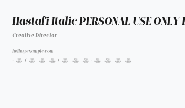 Hastafi Italic PERSONAL USE ONLY Regular Business Card