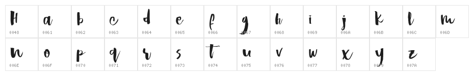 Hastagirl One DEMO Regular Character Map
