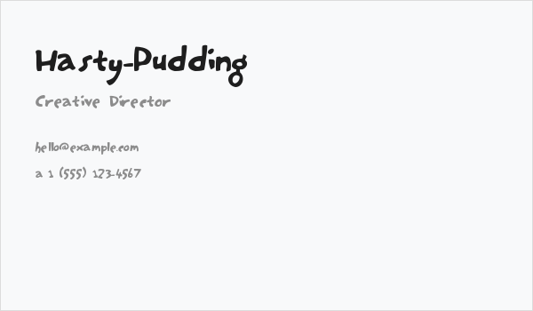 Hasty-Pudding Business Card