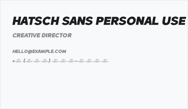 Hatsch Sans PERSONAL USE ONLY Italic Business Card
