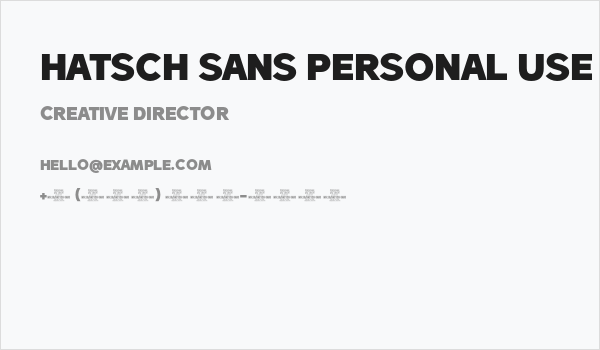 Hatsch Sans PERSONAL USE ONLY Regular Business Card