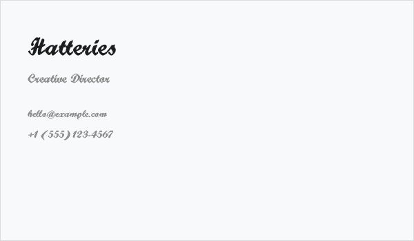 Hatteries Business Card