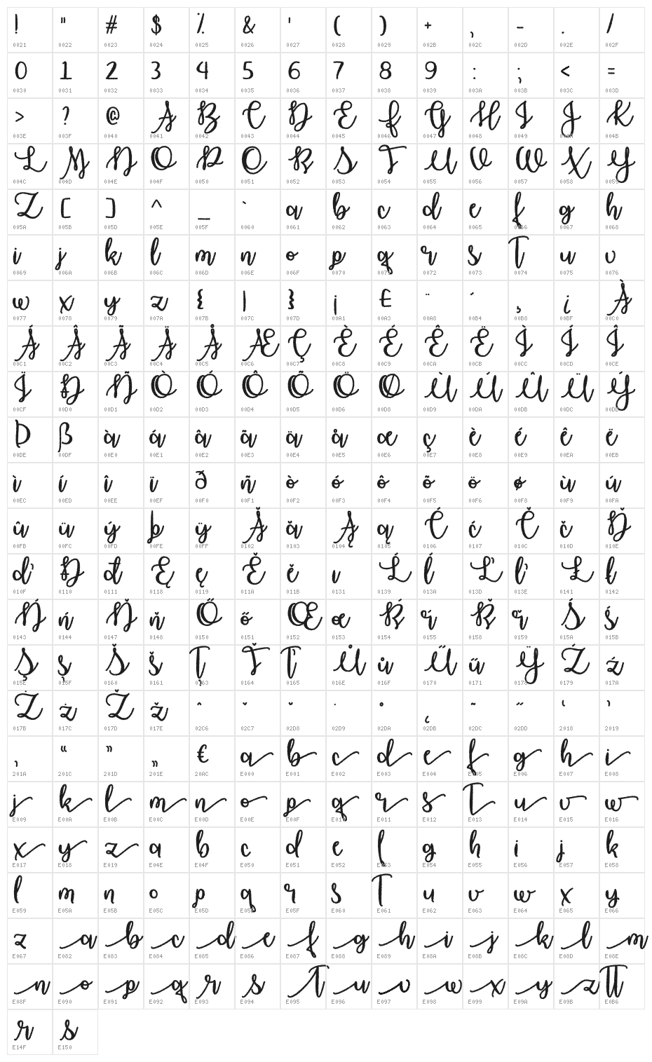 Haunted Moon Regular Character Map