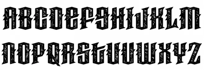 Haunted Woods Corroded Demo Schriftart Kleinbuchstaben