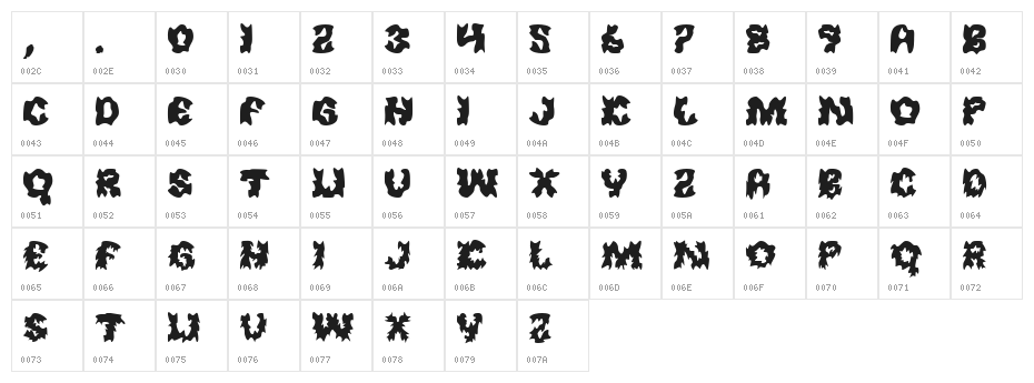 Hauntflare Regular Character Map