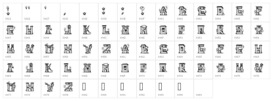 Haunty Housies Regular Character Map
