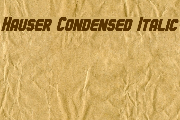 Hauser Condensed Italic Font examples
