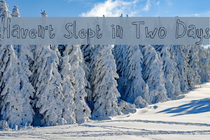 Haven't Slept in Two Days Font examples