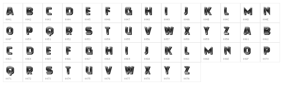 Hawai Regular Character Map