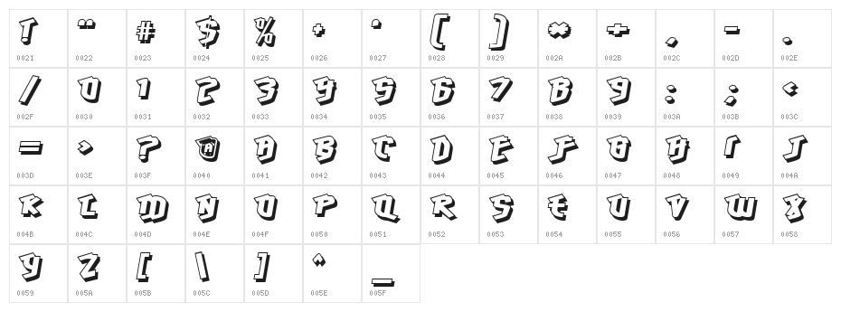 Hawkeye-Regular Character Map