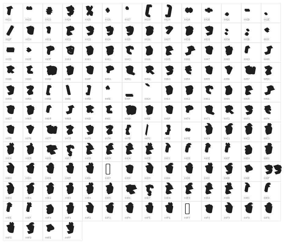 HawkeyeBack-Regular Character Map