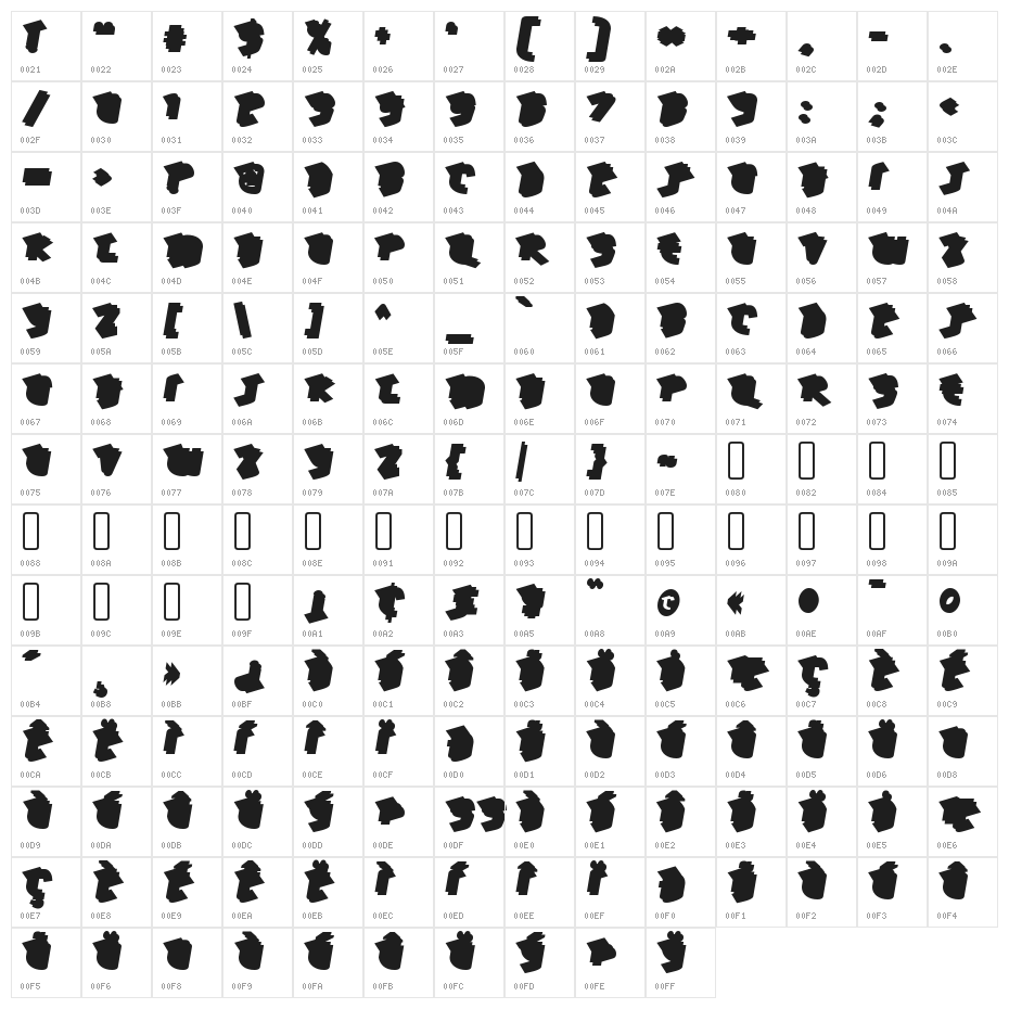 HawkeyeBack-Regular Character Map