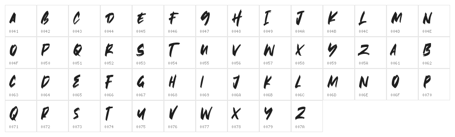 Hawkeyes Free Font Regular Character Map