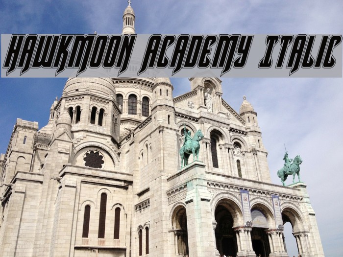 Hawkmoon Academy Italic Font examples