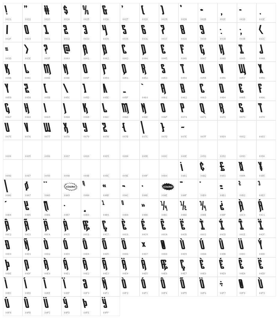 Hawkmoon Leftalic Character Map