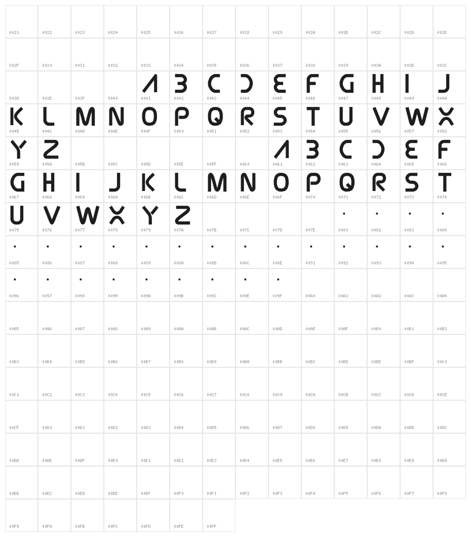 Hayasaw Character Map