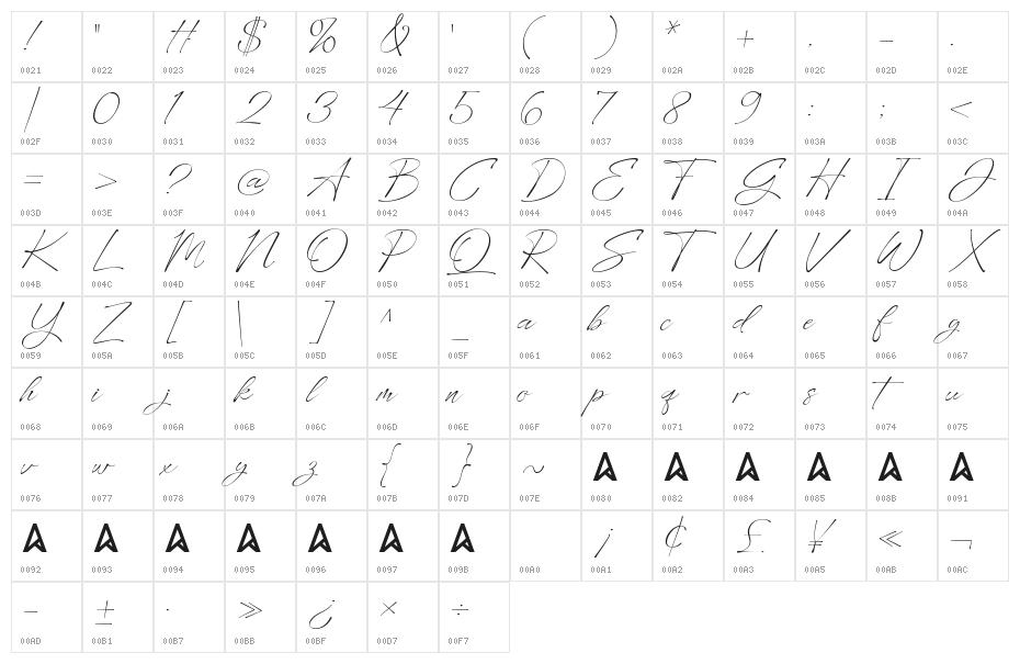 Hayollan Regular Character Map