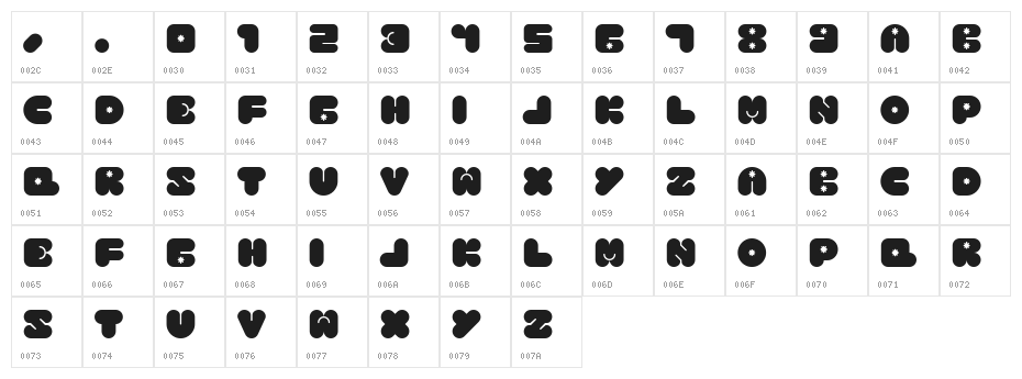 Hazio Regular Character Map