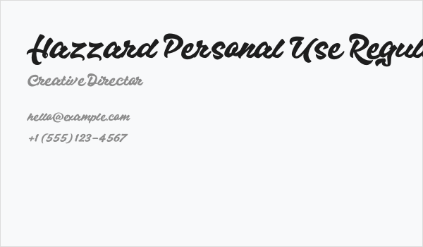 Hazzard Personal Use Regular Business Card
