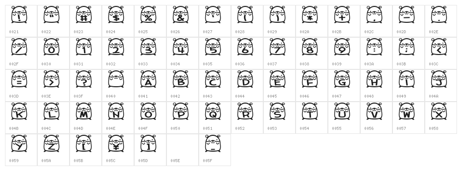 hamu font Character Map