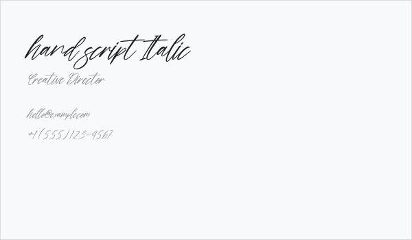 hand script Italic Business Card