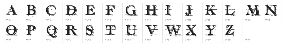 handwriting-draft-shaded demo Character Map