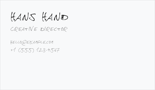 hans hand Business Card