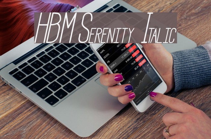 HBM Serenity Italic Font examples