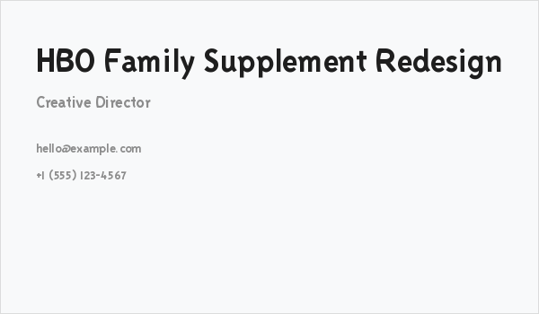 HBO Family Supplement Redesign Business Card