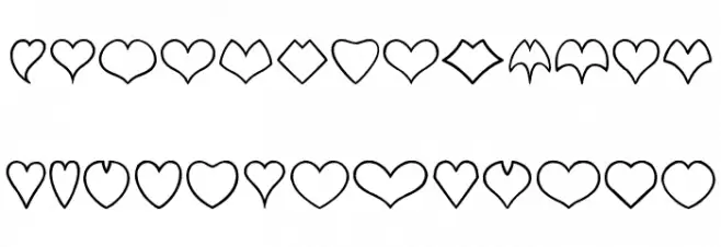 HEART shapes Schriftart Kleinbuchstaben