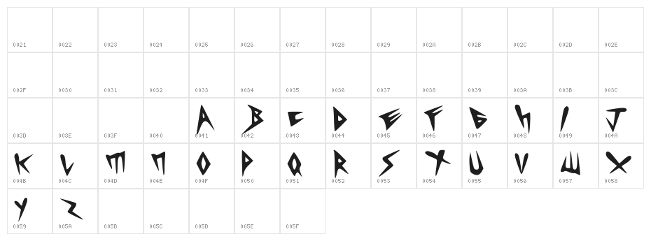 HEAVYCRIST Character Map