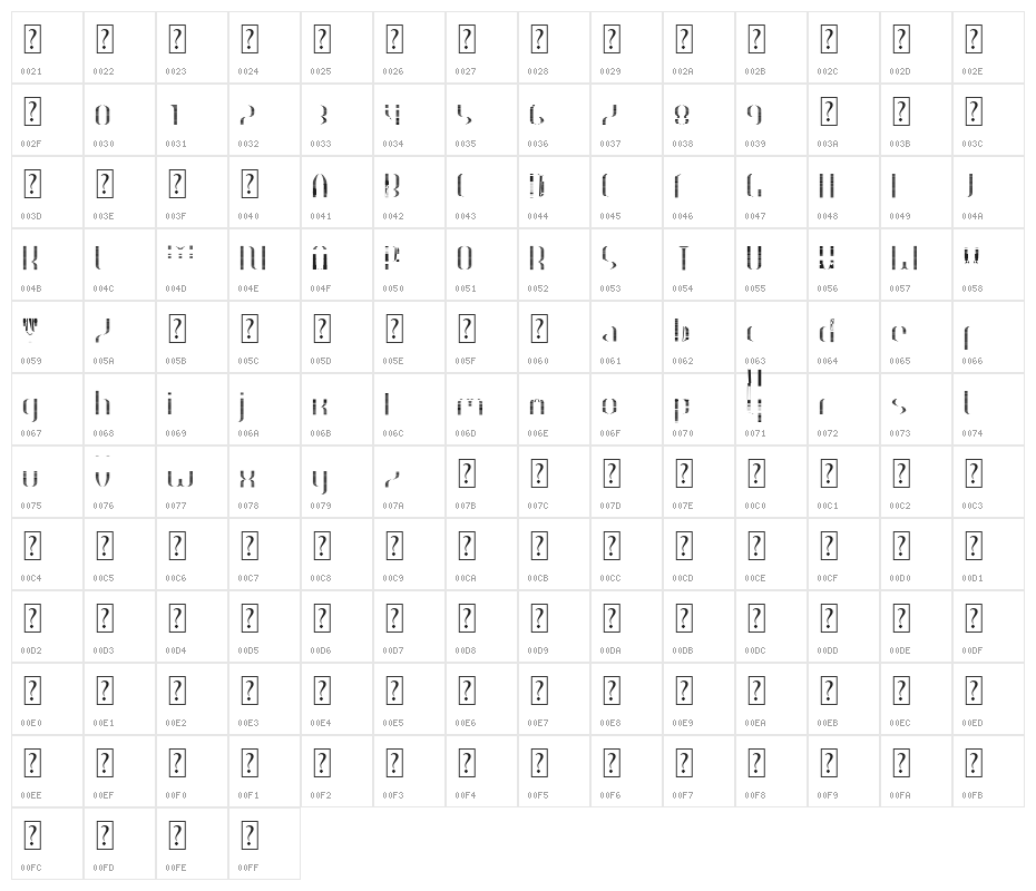 HEAVYwood engraved fill Character Map