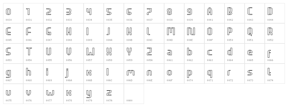 HEAVYwood outline Character Map