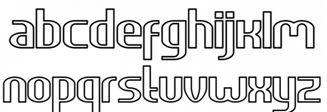 HEAVYwood outline Schriftart Kleinbuchstaben