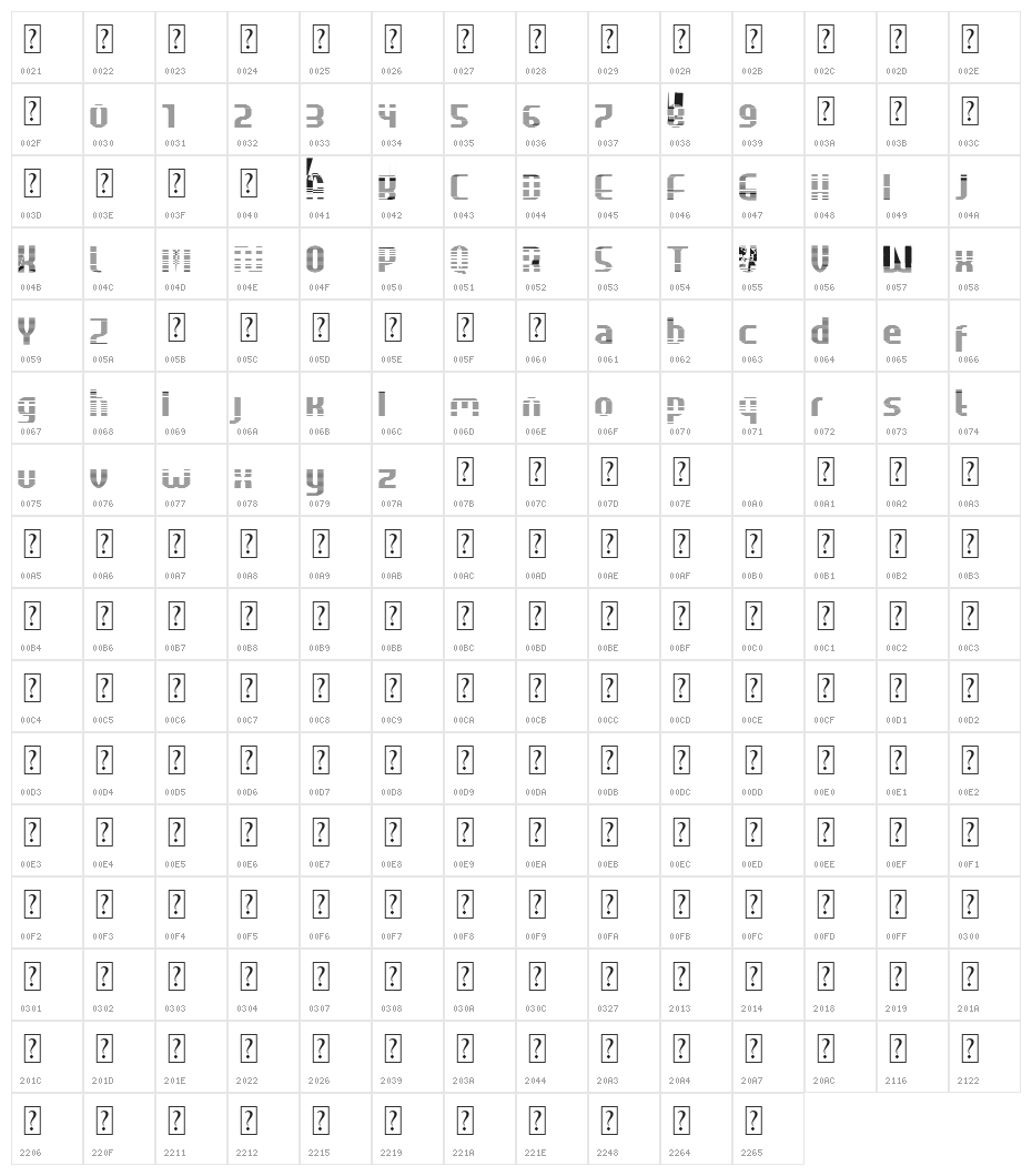 HEAVYwood shadow Character Map