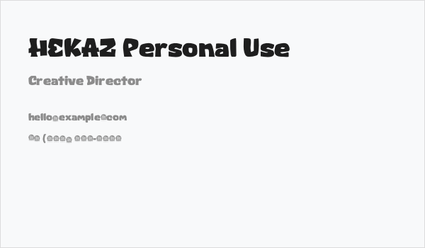 HEKAZ Personal Use Business Card