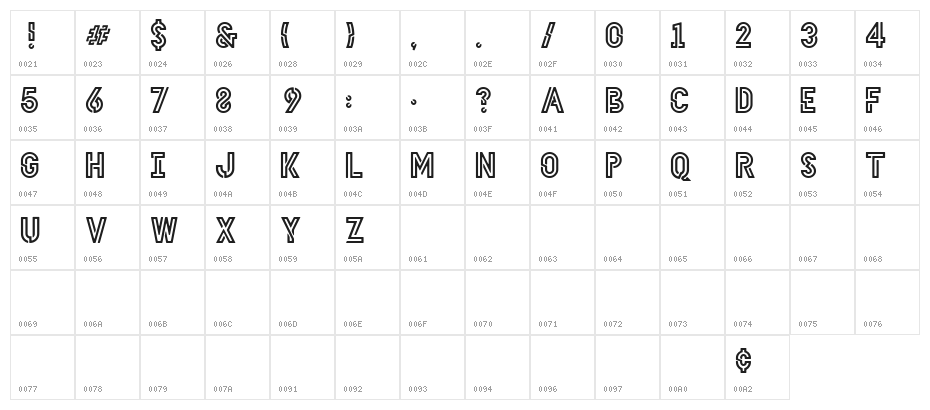 HELLO DENVER DISPLAY BOLD Bold Regular Character Map