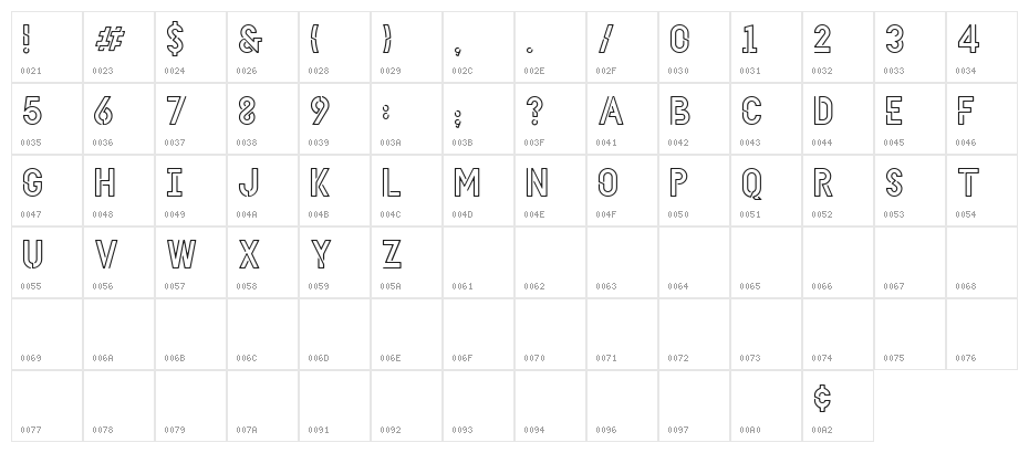 HELLO DENVER DISPLAY REGULAR Regular Character Map
