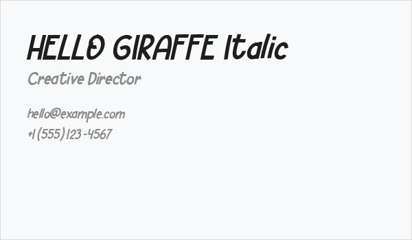 HELLO GIRAFFE Italic Business Card