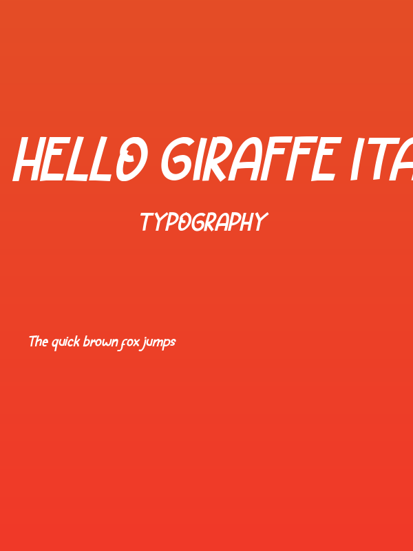 HELLO GIRAFFE Italic Poster