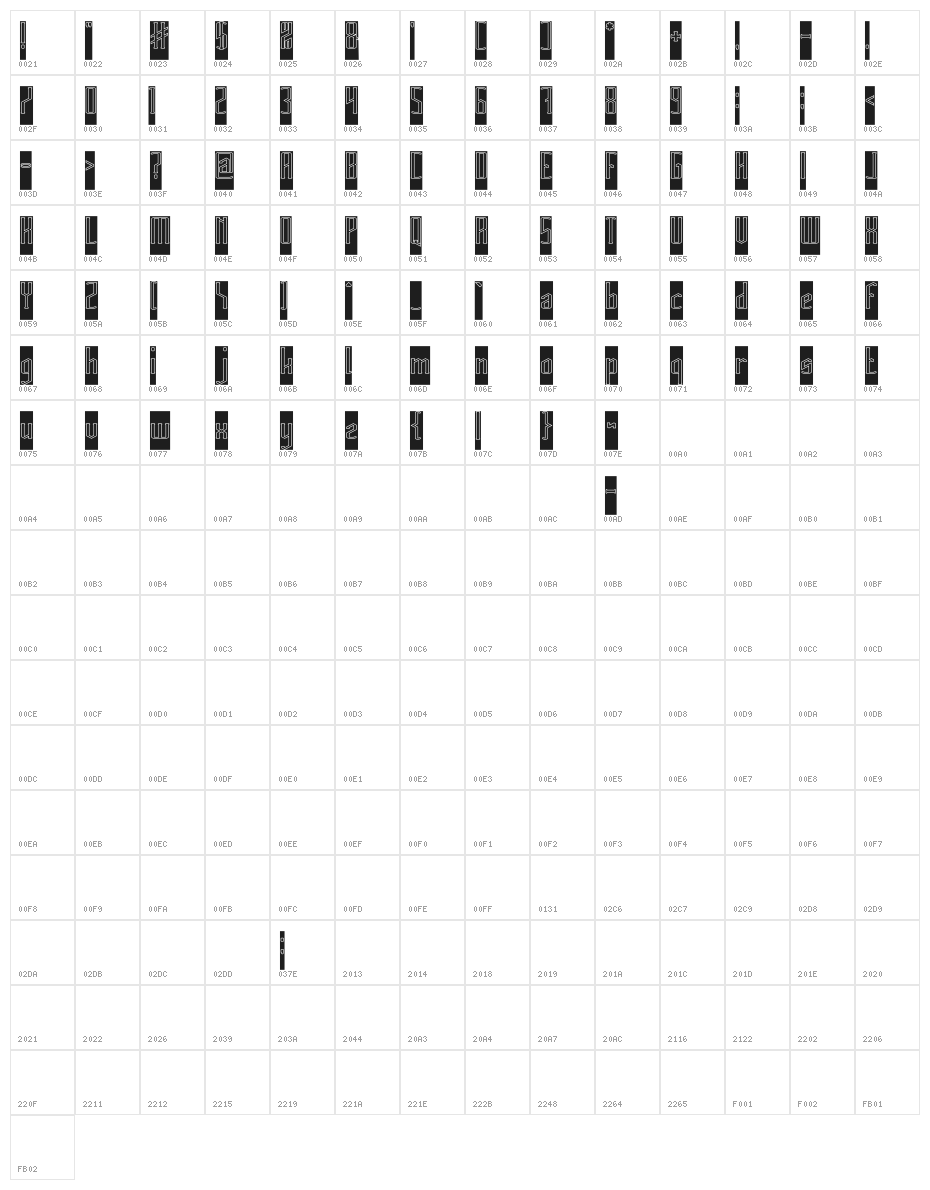 HERITAGE-Hollow-Inverse Character Map