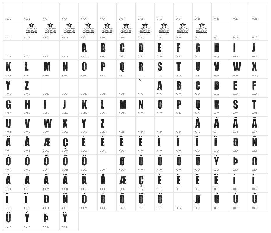 HEROES PERSONAL USE Bold Character Map