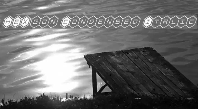 HEX:gon Condensed Italic Font examples