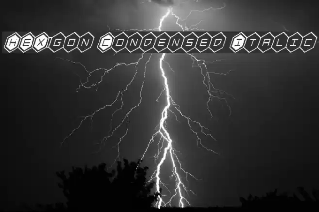 HEX:gon Condensed Italic Font examples