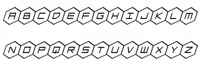 HEX:gon Staggered Italic फ़ॉन्ट अपरकेस