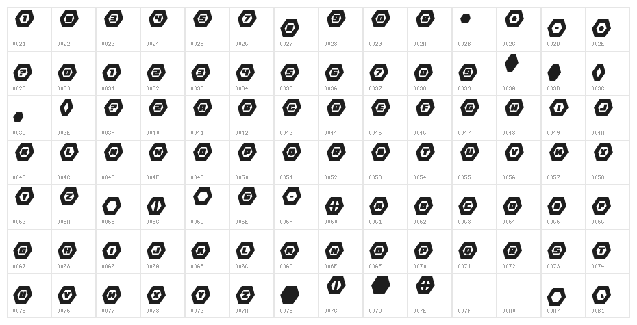 HeXkEy Italic Character Map